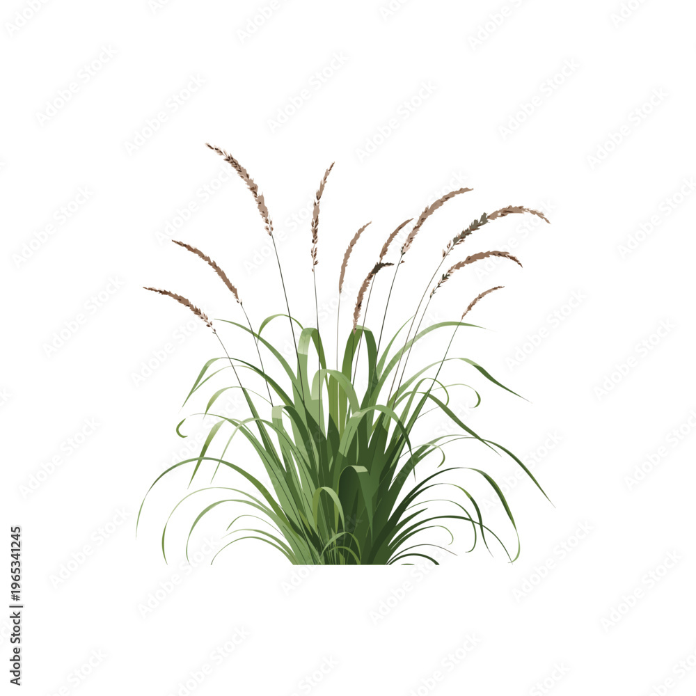 Fototapeta premium Hyper-Realistic Green Grass Tuft Illustration