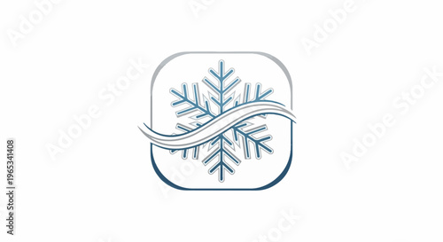 Stylized snowflake icon with flowing wavy lines