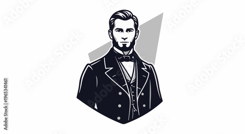 Stylized portrait of a distinguished man in formal attire
