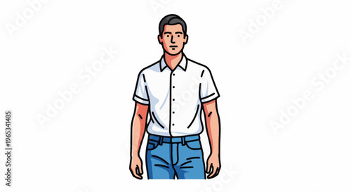 Stylized portrait of a man in a collared shirt and jeans