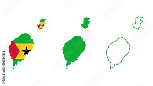 Set of Sao Tome and Principe map isolated on white background, vector illustration design
