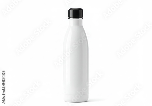 Sleek white water bottle isolated on white background