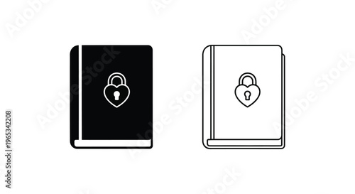 Secure data books lock icons Vector
