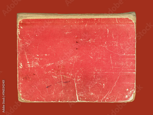 Old red background with worn paper texture and scratches, isolated on solid color. Vintage background, grunge design, aged surface, distressed texture