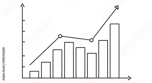 Line graph and bar chart combination showing increasing trends and data points