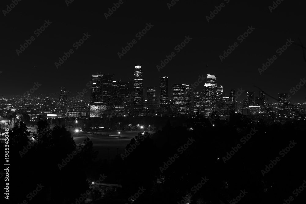 Fototapeta premium Downtown Los Angeles Skyline Illuminated at Night