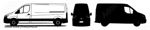 Fleet management van set with solid black icon on white background featuring van, fleet, transportation with shipping and logistics