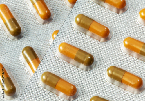  Medical pills. Tablets pill in blister packaging, close-up.