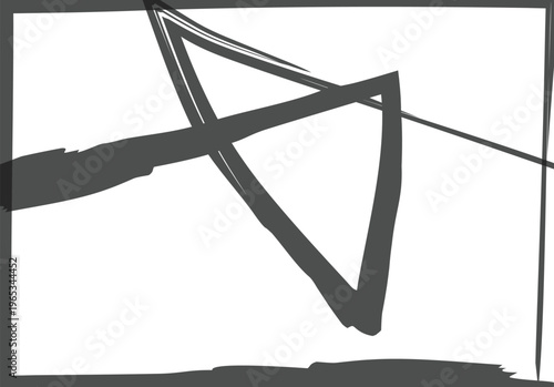 Sharp grey abstract triangle shape, dynamic brush stroke, modern design element, abstract art, ink stroke