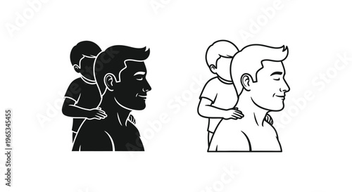 Father and son illustrations Vector