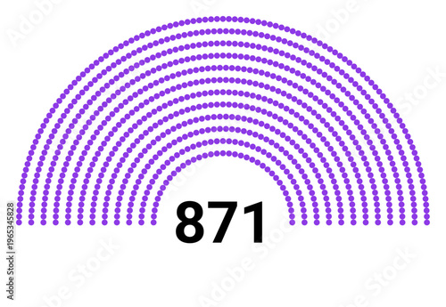 Hemicycle 871 seats - 12 rows