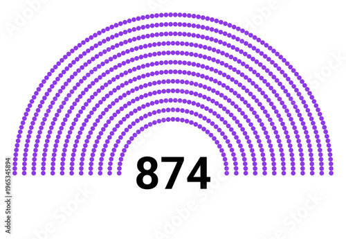 Hemicycle 874 seats - 12 rows