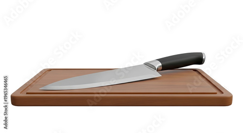 Chef's Knife on Wooden Cutting Board