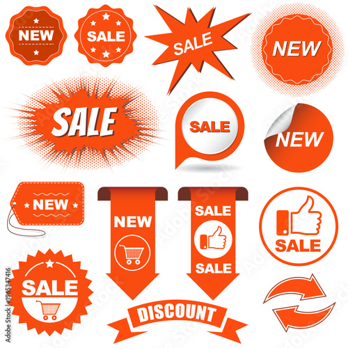 Sale Discount Vector Stickers Set for Retail Shops and Online Stores — Vector Sale Tags and Discount Labels Collection