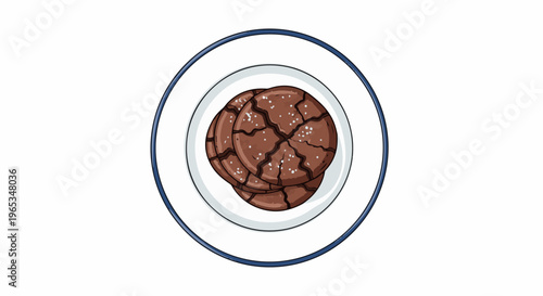 Three cracked chocolate cookies sprinkled with sugar on a plate