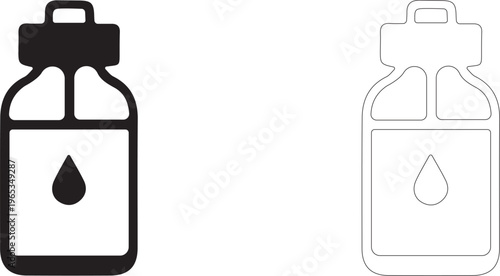 Serum dropper bottle. Black and white vector icon for skincare.