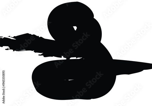 Abstract black circular swirl silhouette on white background, dynamic graphic element, graphic resources