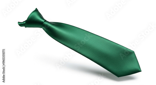 Emerald Green Satin Necktie Isolated on White - Elegant Formal Accessory for Business, Weddings, and Uniforms
