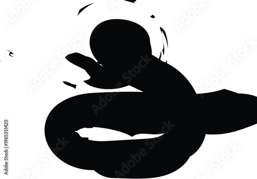 Abstract black ampersand symbol silhouette on white background, graphic design element, graphic resources