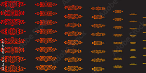 Latar belakang hitam dengan persegi merah dan oranye dan titik