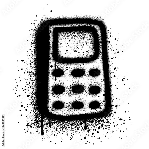 Calculator graffiti with black spray paint. Vector illustration.
