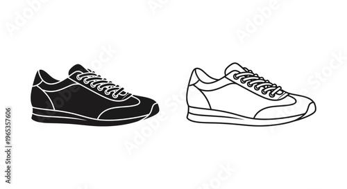 Black and white sneakers side by side Vector