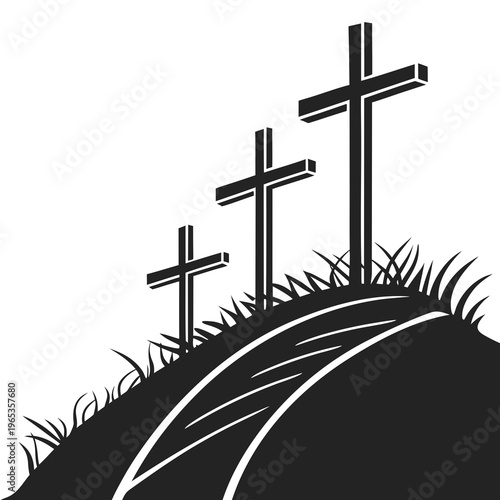Three crosses on a hill
