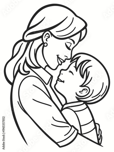 A woman is kissing a sleeping child on the forehead