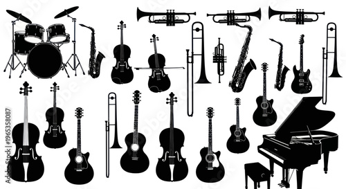 Musical Instruments Silhouette Collection: Orchestra & Band Ensemble