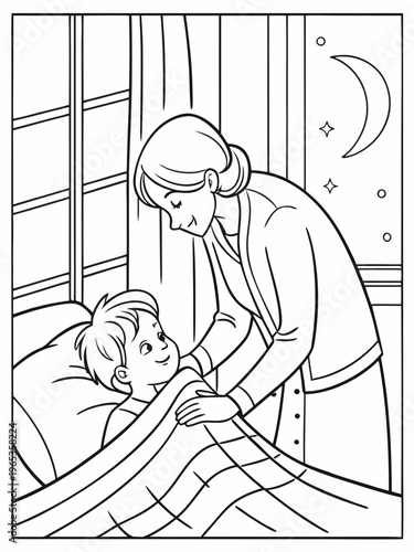 Nurse checking on a sleeping patient at night