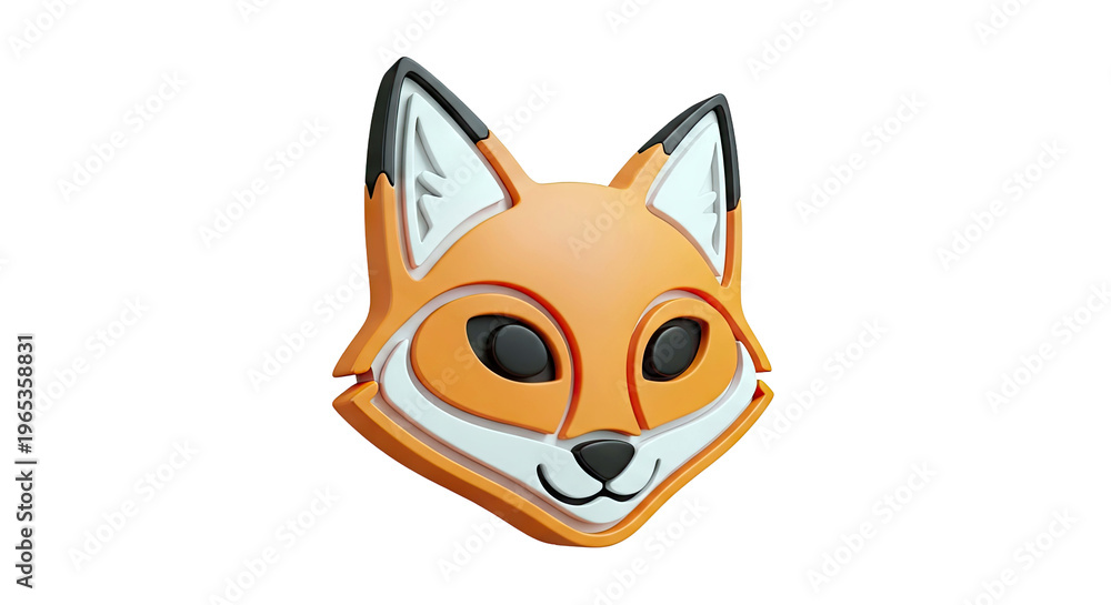 Fototapeta premium 3D Rendered Fox Face Icon