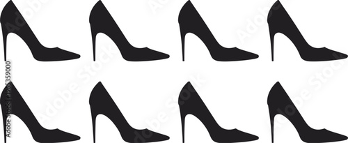 High heel shoes silhouettes set for fashion retail clothing store design women footwear collection feminine elegance and stylish lady accessories