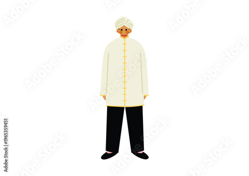 インドも伝統的な民族衣装を着た男性のイラスト