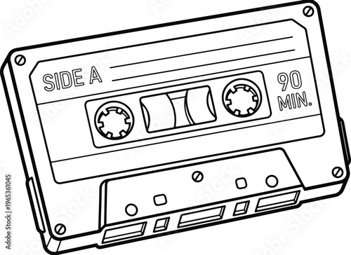 Retro Audio Cassette Tape Coloring Page
