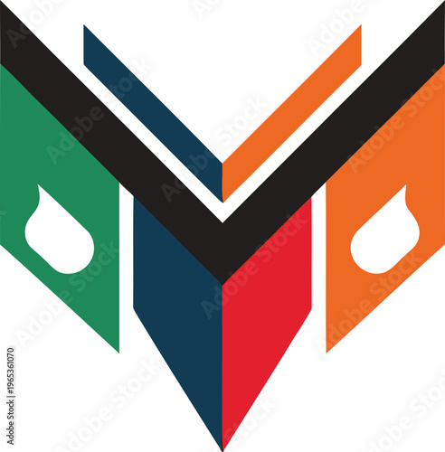 Abstract Colorful Geometric Logo Design with Water Drop Elements.