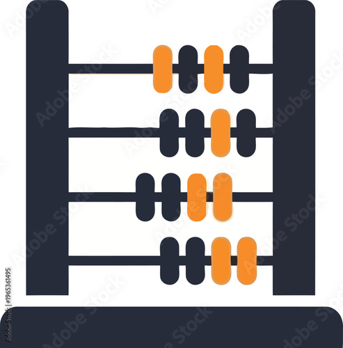 Abacus Illustration - A Classic Counting Tool for Mathematical Calculations.
