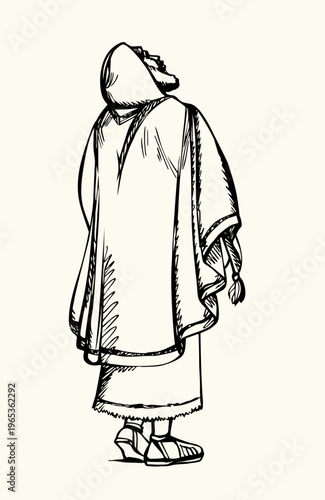 Vector drawing. Jewish man praying God