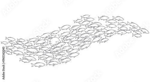 School of Fish Illustration, Swimming Together, Marine Life, Underwater Ecosystem