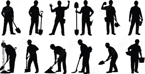 Black Silhouette Vector Set of a Man in Bed Waking Up Stretching Sleeping Reading a Book and Sitting at Morning