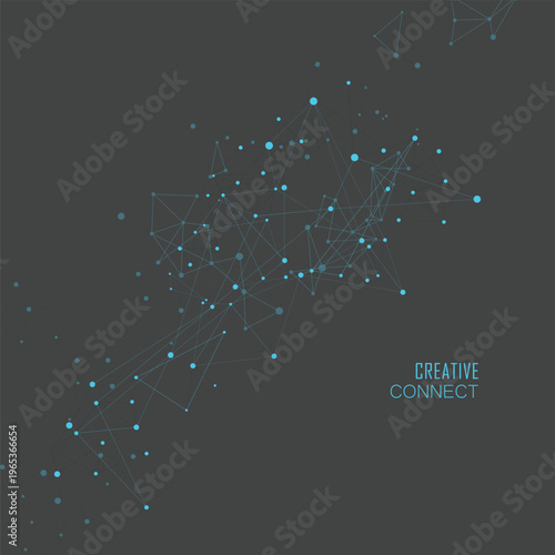 Tech Universe Glowing Nodes in Virtual Space. Vector Abstract Background