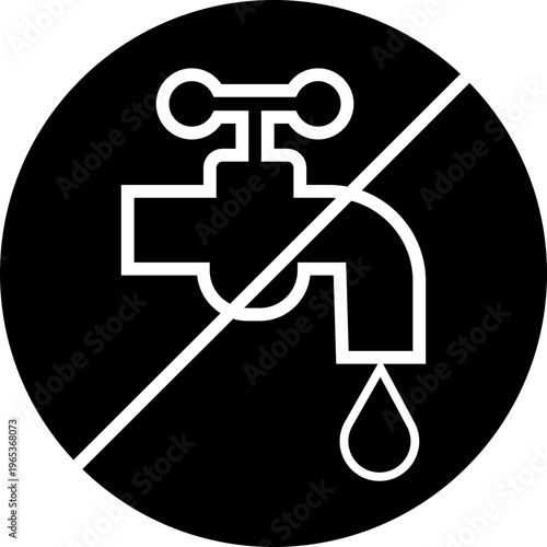 No drinkable water tap icon in line style. Do not use water sign, do not drink water sign, prohibition symbol, dirty tap water warning vector illustration isolated on transparent background.