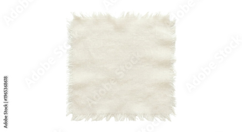 Bild auf Leinwand Square piece of frayed white linen on transparent background