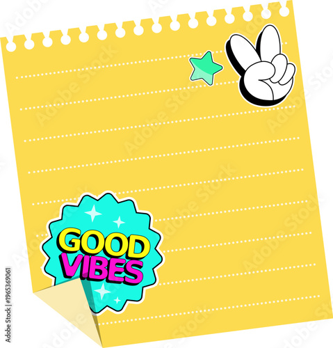 A colorful notepad and bright, fun stickers