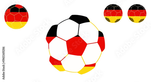German Flag Soccer Balls on White Background