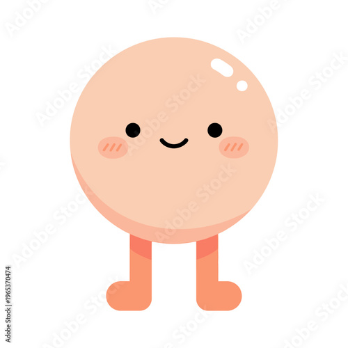 Cute Cartoon Character, Adorable Round Face with Blush, Simple Humanoid Figure