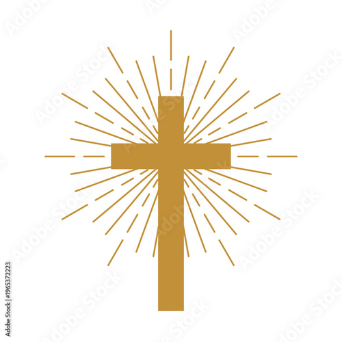 Cross christian symbol with sun sunburst, Easter, Holy Spirit