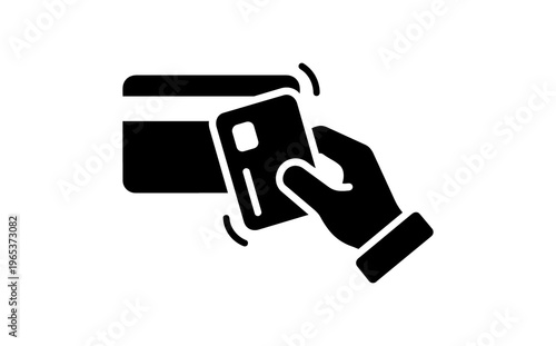 Hand holding a contactless payment card with nfc symbol for secure transaction