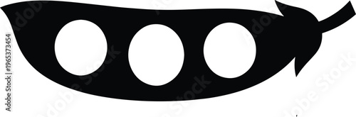 Minimalist black pea pod vector icon, simple organic vegetable illustration, healthy food graphic element, clean design for menus and packaging