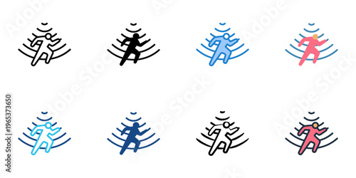 Motion sensor icons set multiple style collection. Editable stroke 
