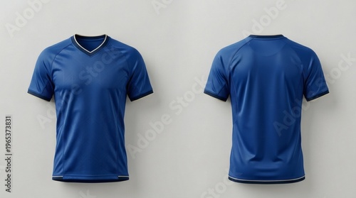 Blue Sports Jersey Mockup Front and Back View Minimal Athletic Shirt Template